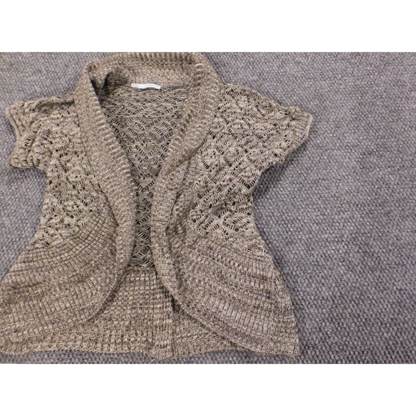 Vintage Maurices Womens Sweater Cardigan Crew Neck Short Sleeve XS Brown Knit Stretch Bow Button Vintage: No Regular Size XS / US 0-2 / IT 36-38 - 4 Thumbnail