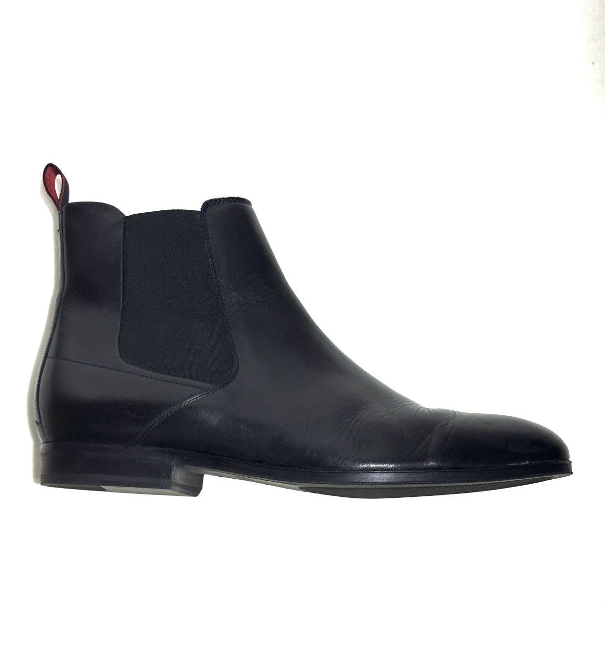 HUGO Boheme Black Leather Chelsea Boots Size 11.5