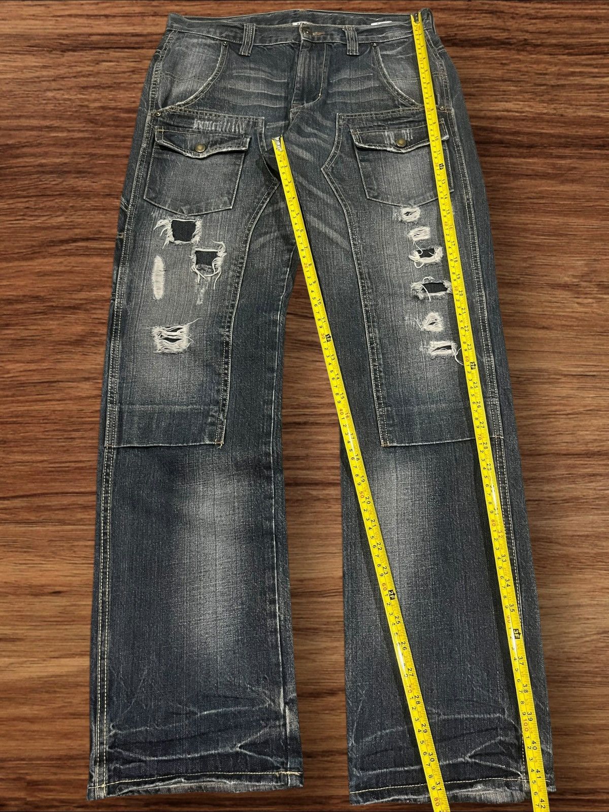 Japanese Brand × Le Grande Bleu (L.G.B.) × Tornado Mart Vintage Japanese Double Knee Multi Pocket Distressed Jeans Size US 31 - 13 Thumbnail