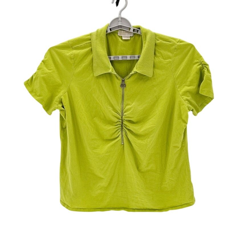 Michael Kors Michael Kors MK Ruched Half Zip Polo T-Shirt lime green 3XL Size 3XL / US 20-22 - 1 Thumbnail