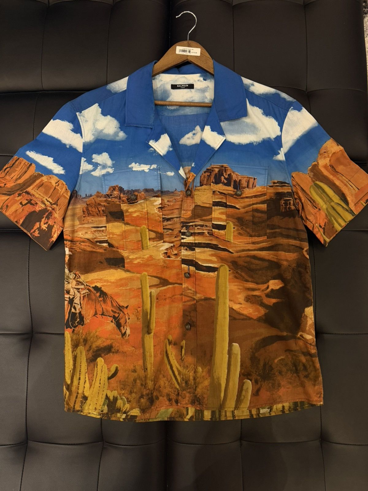 Balmain Size M/41 - Balmain Desert Graphic Short Sleeve Button Up Size US M / EU 48-50 / 2 - 1 Thumbnail
