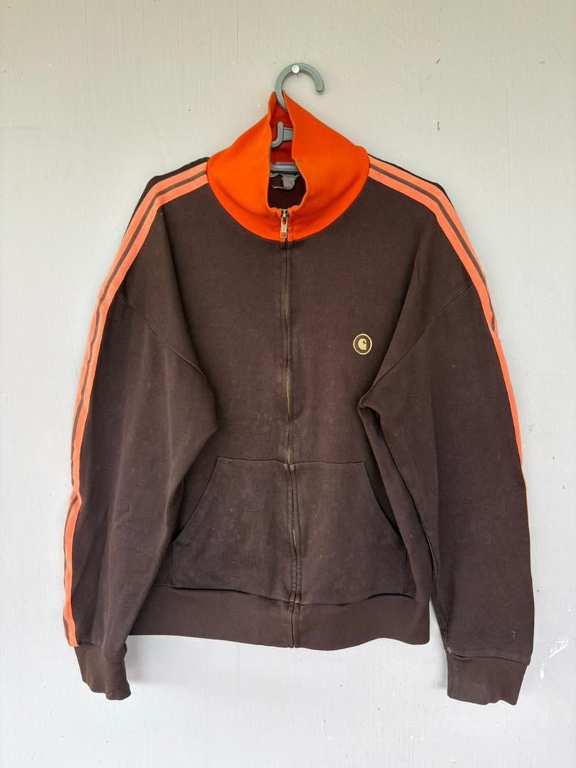 Carhartt Vtg Carhartt Stripe Sweater/Track Top Small Logo Design Size US XL / EU 56 / 4 - 1 Thumbnail