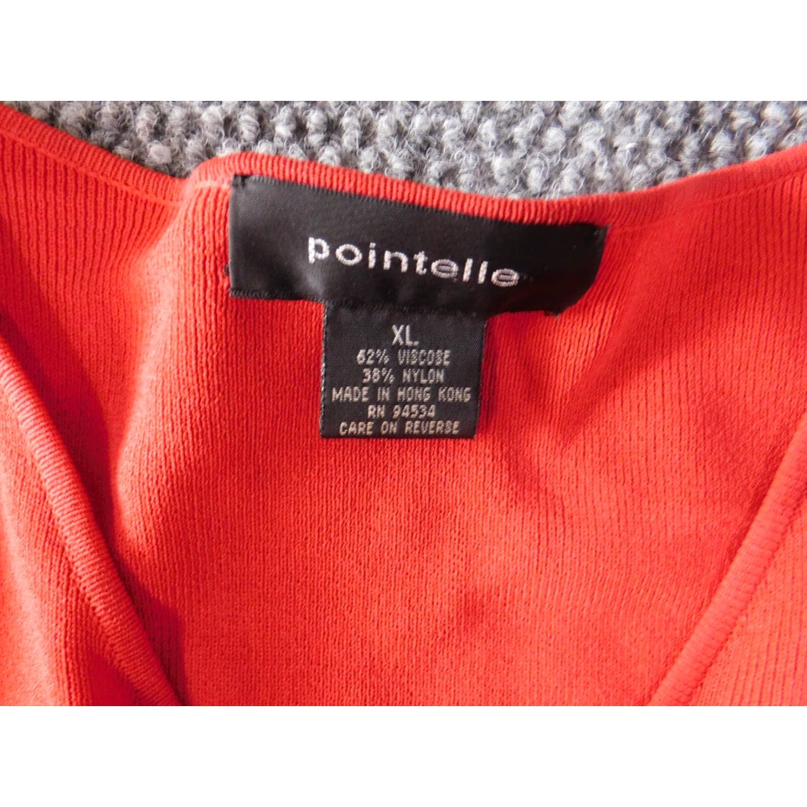 Vintage Pointelle Blouse Womens XL Red Crew Neck Long Sleeve Pullover Stretch Ruffle Casual Navy Size XL / US 12-14 / IT 48-50 - 5 Thumbnail