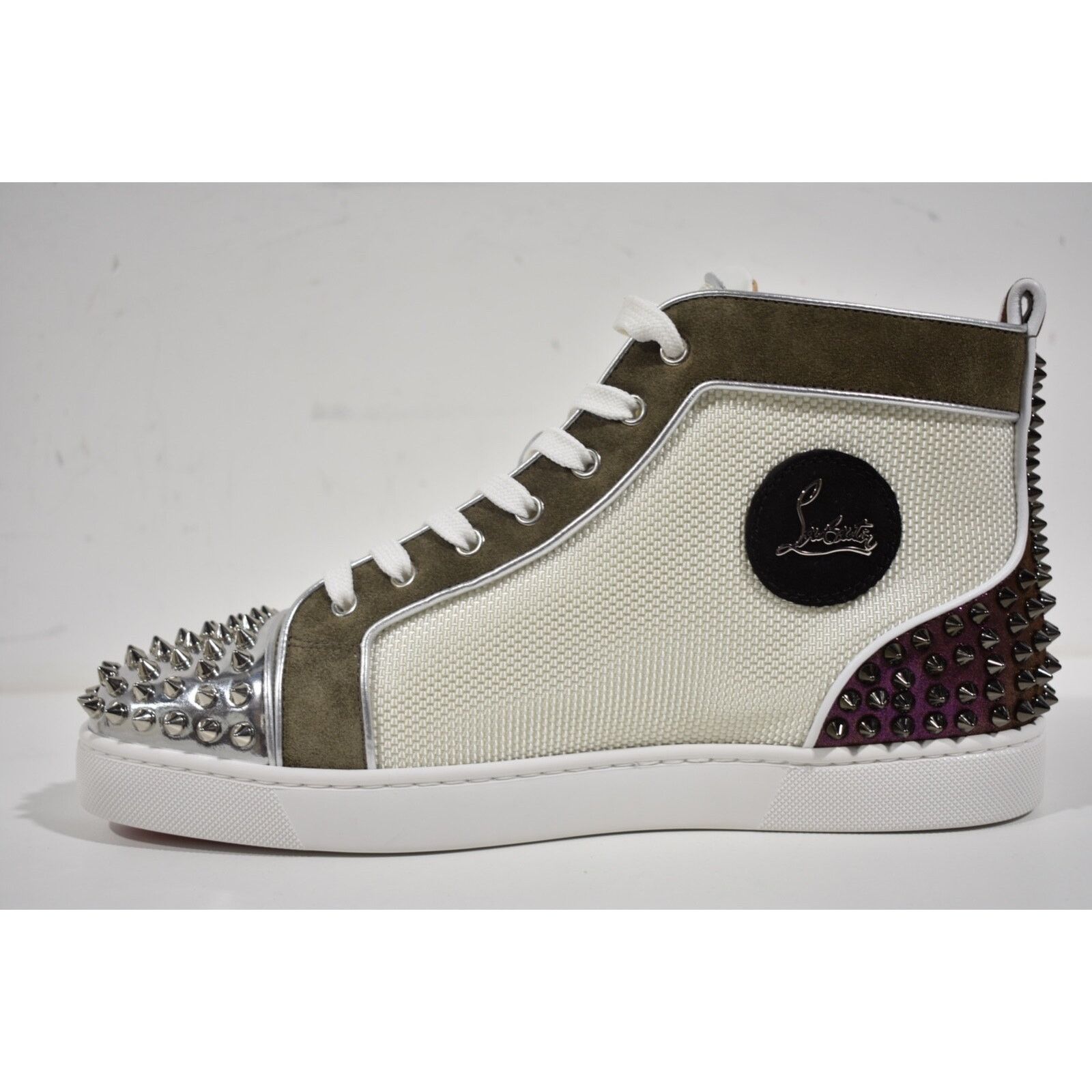 Christian Louboutin Christian Louboutin Mens Lou Spikes 2 Flat White Green High Size US 15 / EU 48 - 8 Thumbnail