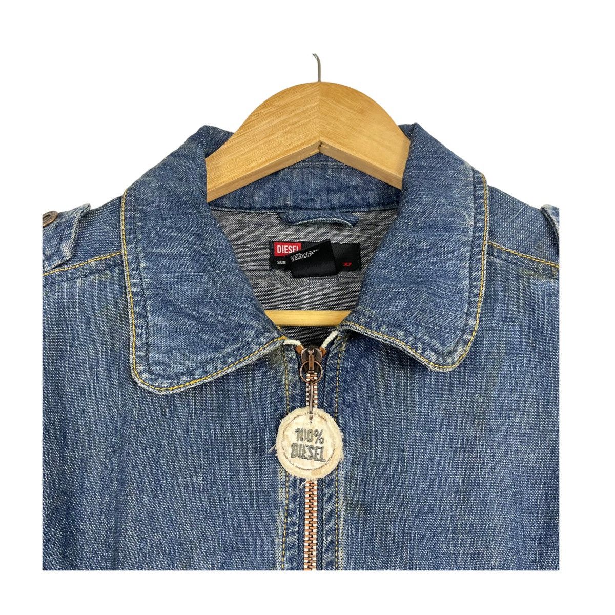 Diesel 💥DIESEL DENIM CROPPED BOMBER TRIBAL JEAN JACKET Size S / US 4 / IT 40 - 6 Thumbnail