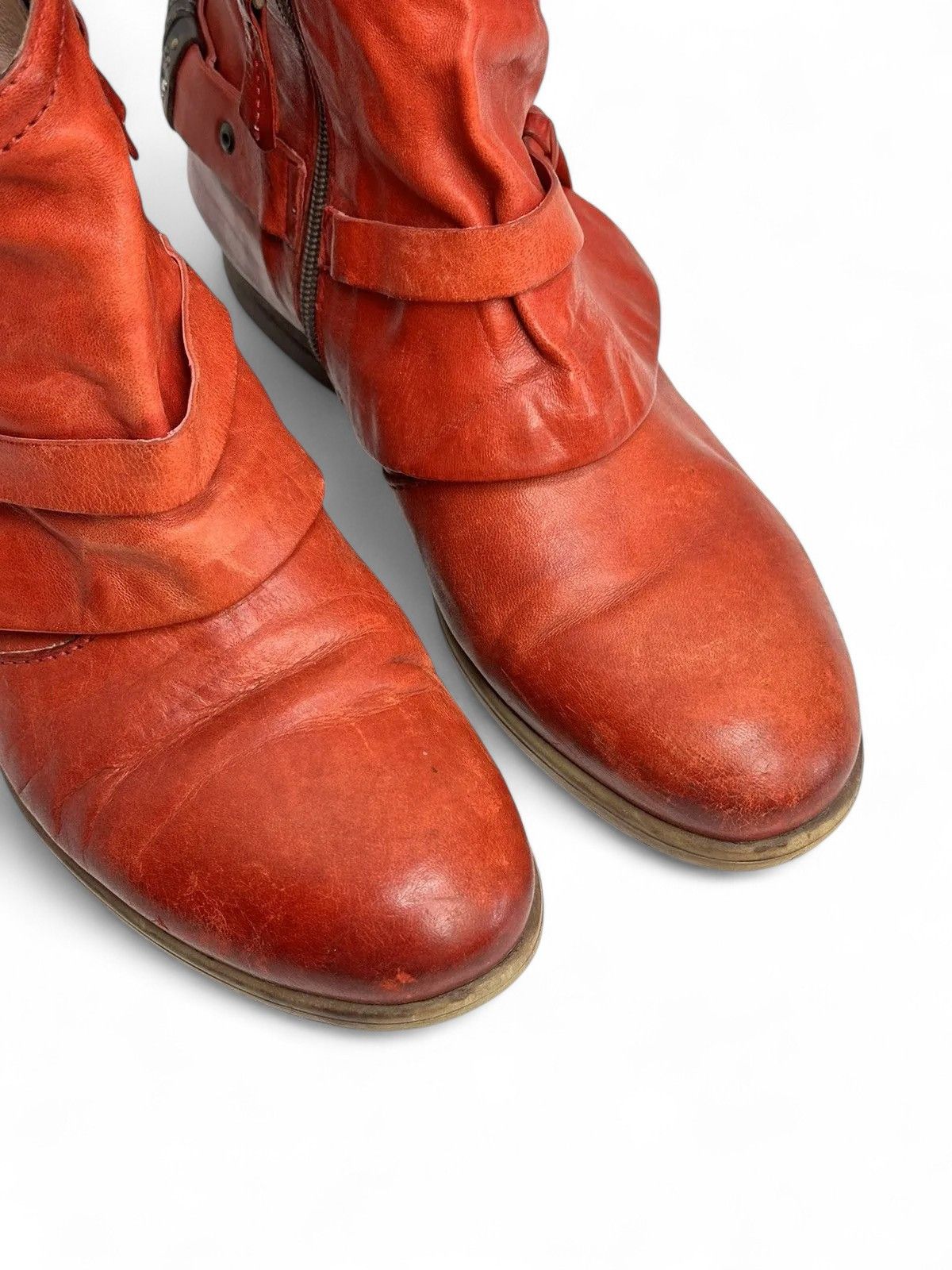 14th Addiction Prima Red Vintage Leather Boots Retro Streetwear Style Size US 9 / IT 39 - 3 Thumbnail