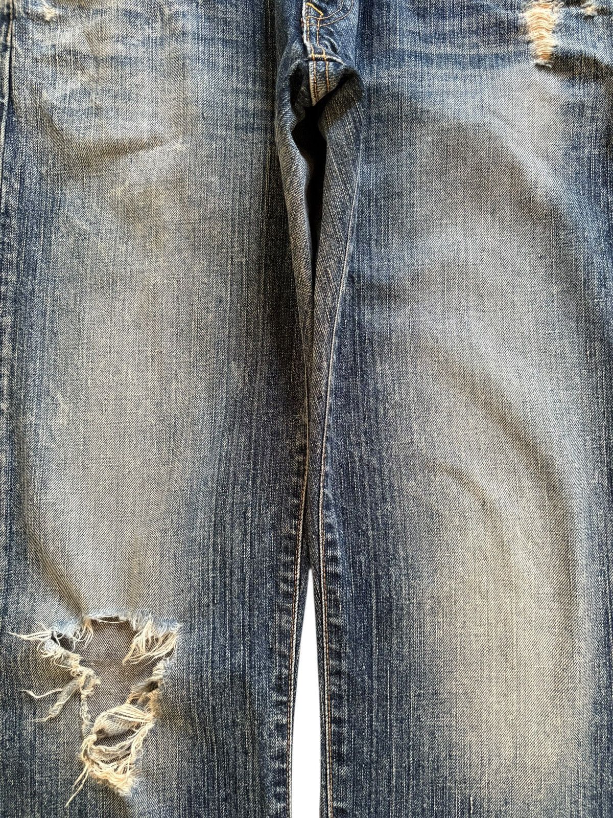 Edwin Vintage Edwin 503 Mud Wash Distressed Ripped Loose Jeans Size US 30 / EU 46 - 5 Thumbnail