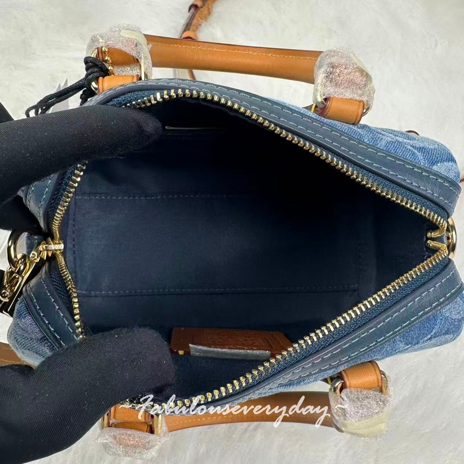 Coach Coach Mini Rowan Crossbody Signature Denim Gold/Indigo Blue Size ONE SIZE - 6 Thumbnail