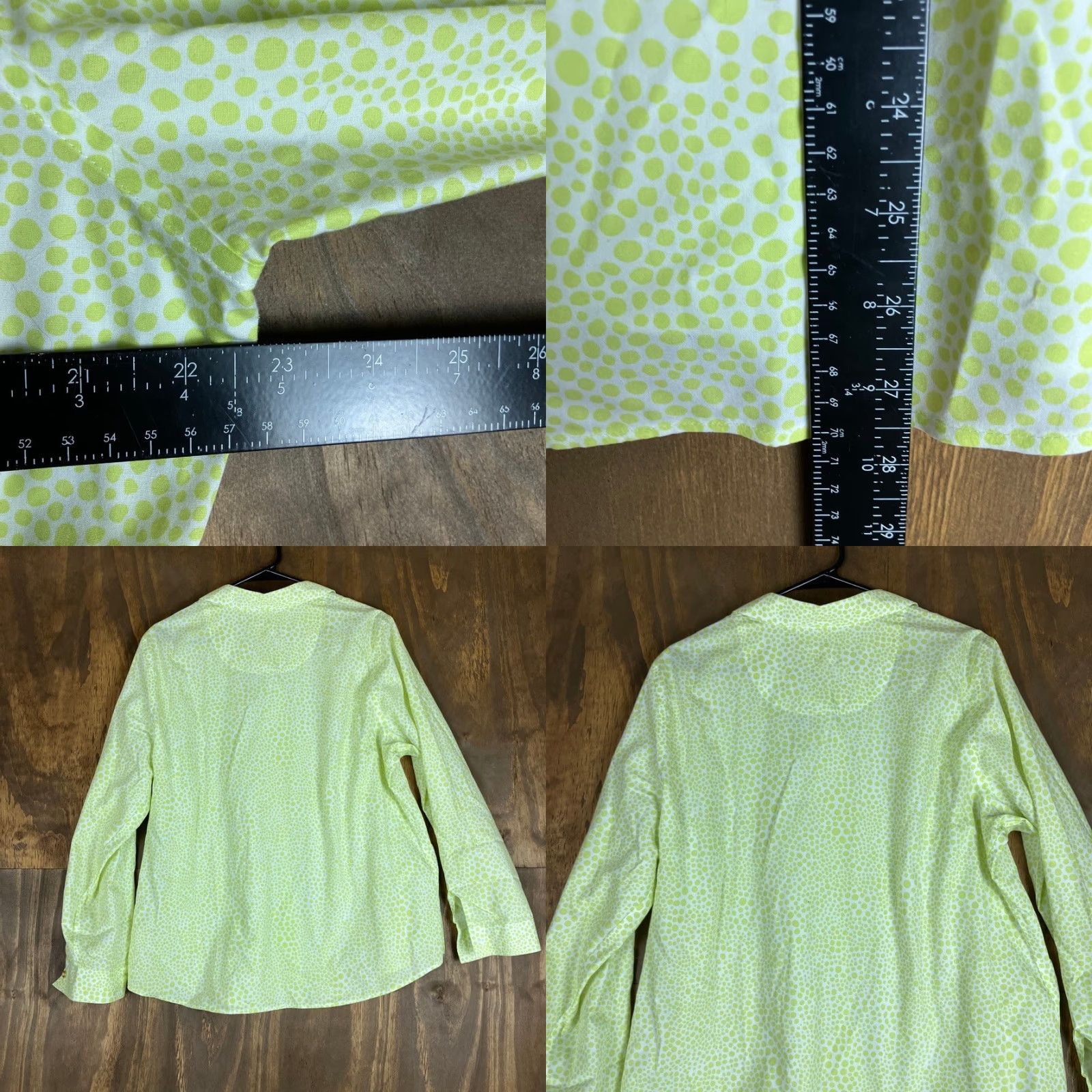 Vintage Chicos Womens Blouse White Green Dots Collared Non Iron Button Down 3 XL Shirt Womens Casual Workwear Polka Dot 3 (XL) Size XL / US 12-14 / IT 48-50 - 8 Thumbnail