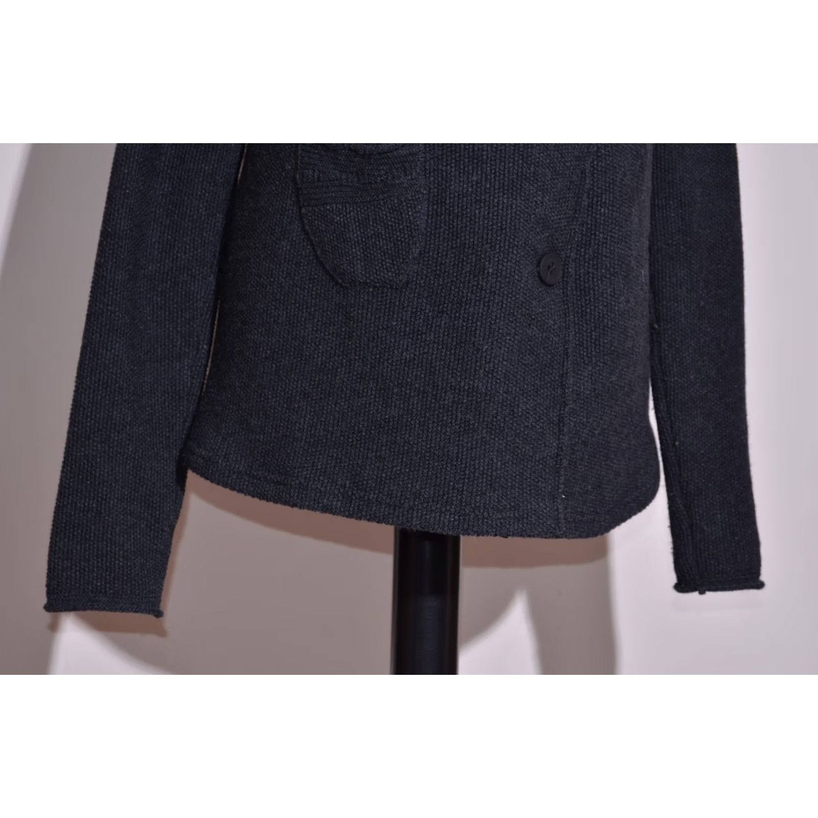 Vintage TRANSIT PAR SUCH Black Wool Short Jacket Coat Womens M UK 12 Knit Overcoat Button Short Coat Size 32" / US 10 / IT 46 - 4 Thumbnail