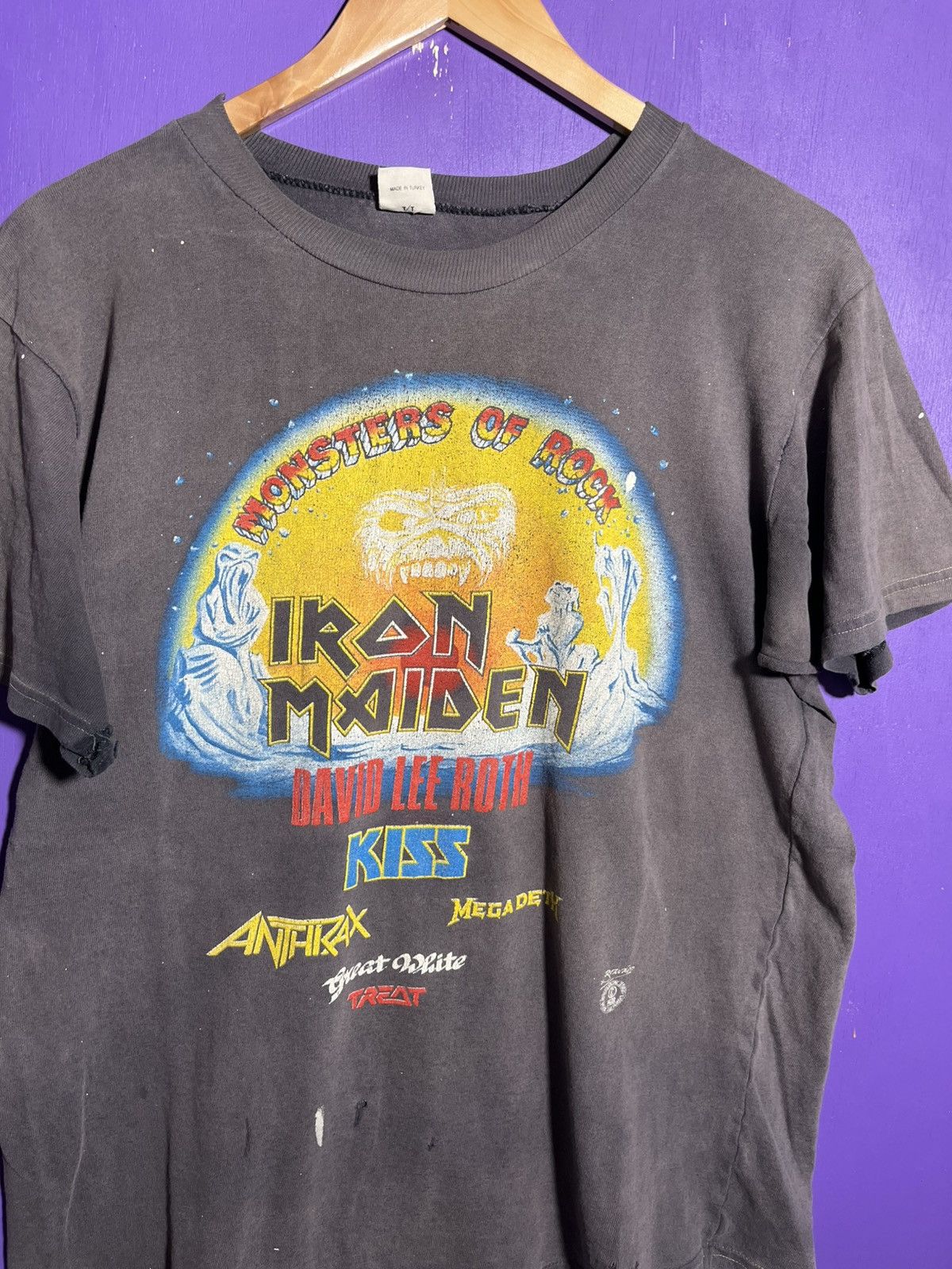 Band Tees × Vintage Vintage 1988 Iron Maiden monsters of rock euro tour tee Size US L / EU 52-54 / 3 - 3 Thumbnail