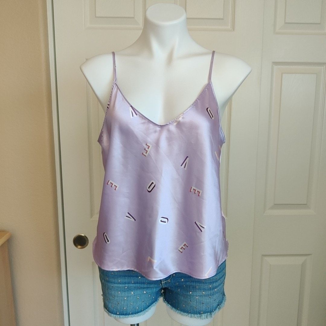 Victoria's Secret Victoria's Secret satin lavender love letter camisole sz L Size L / US 10 / IT 46 - 1 Thumbnail