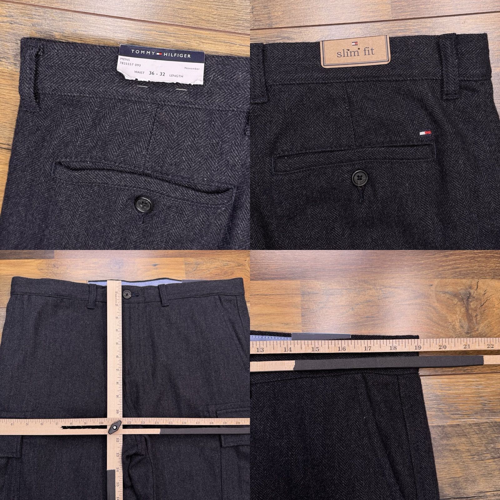 Tommy Hilfiger Tommy Hilfiger Slim Fit Cargo Pants Mens 36x32 Gray Herringbone Wool Blend New Size US 36 / EU 52 - 8 Thumbnail