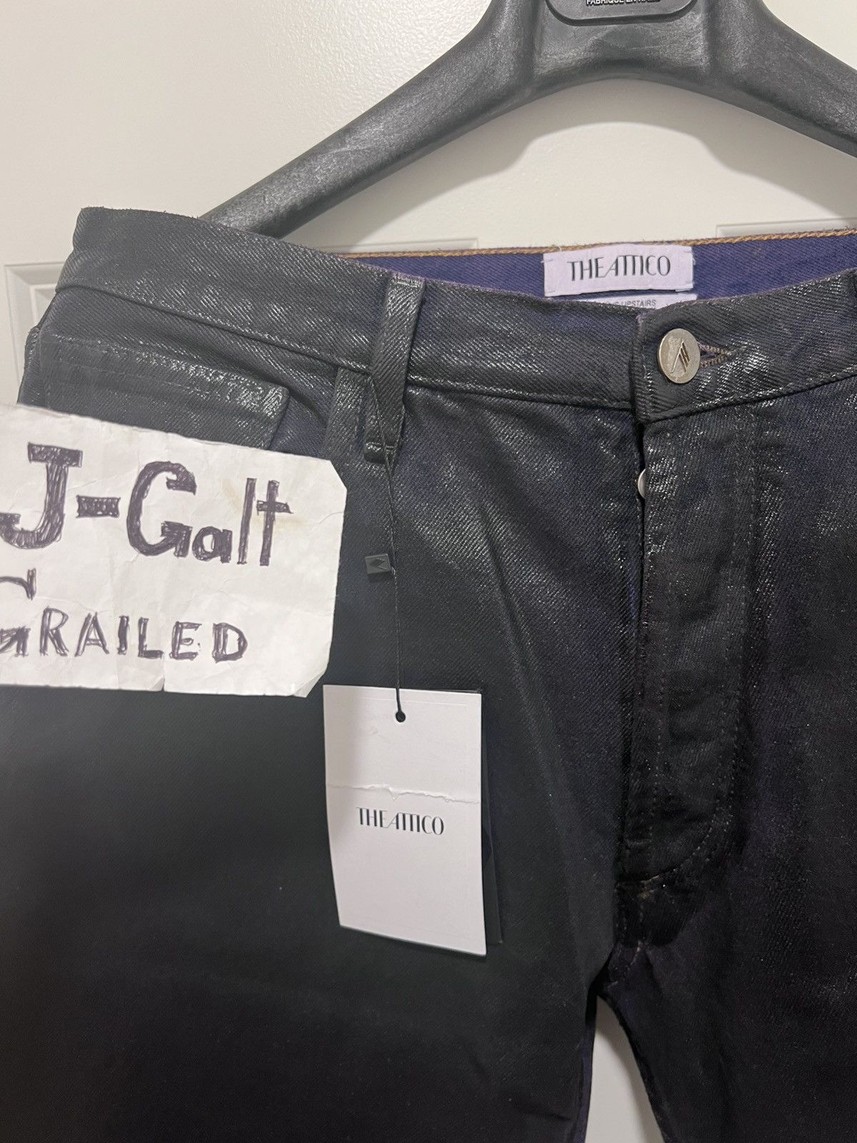 The Attico THE ATTICO Coated Straight Leg Jeans Size 29" - 2 Thumbnail
