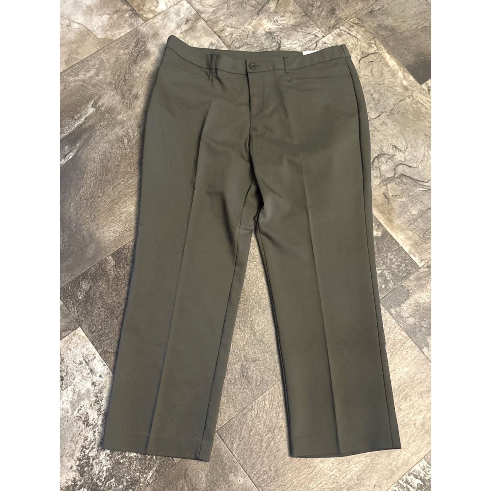 Vintage NWT Christopher & Banks Dress Pants Straight Leg Green 28in Inseam 16P Mid Rise Shaping Comfort Cotton Blend with Pockets Womens Size 38" / US 16 / IT 52 - 3 Thumbnail