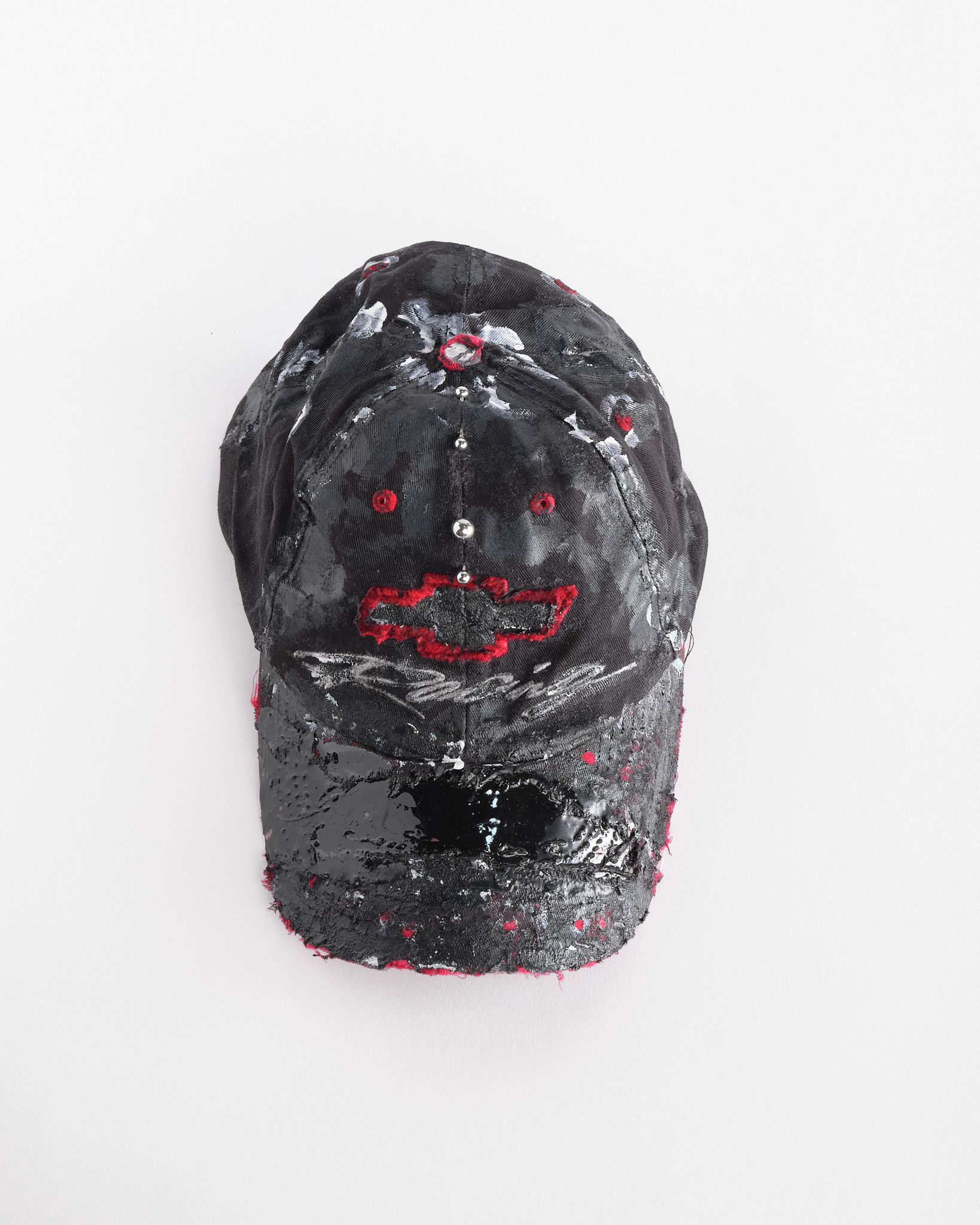 Chevrolet ASTROBOI* x Chevy Racing Black/Red Pierced Distressed Hat Size ONE SIZE - 2 Thumbnail