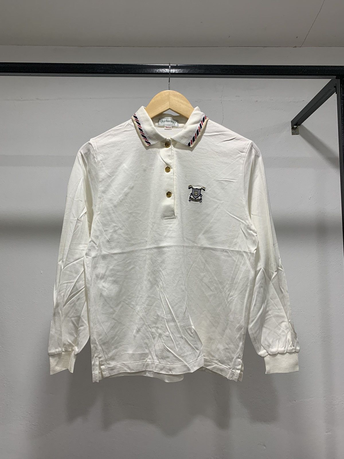 Burberry × Designer × Vintage 💥FINAL DROP💥 80s Burberrys Polo Ls Rayon Size US S / EU 44-46 / 1 - 1 Thumbnail