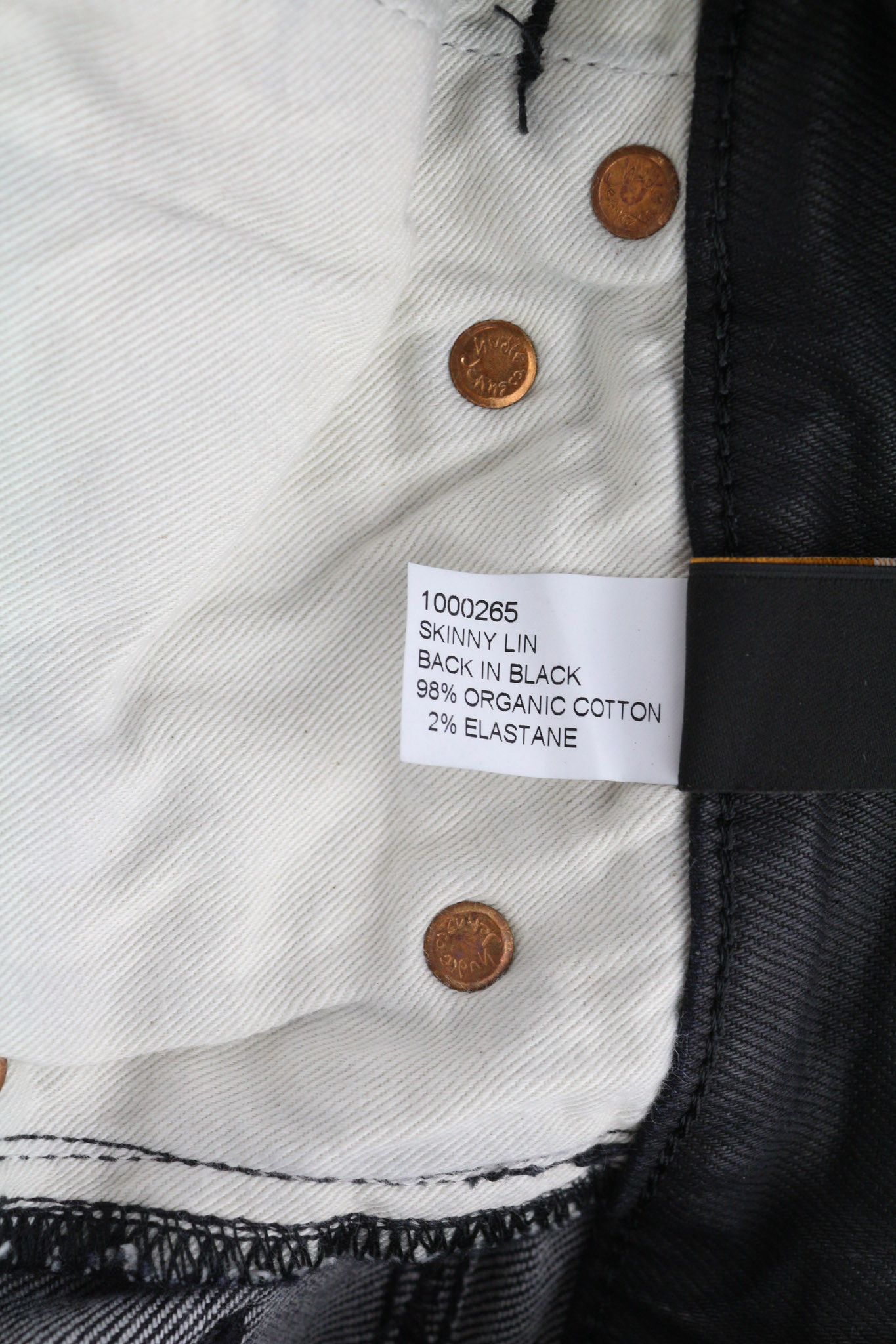 Nudie Jeans SKINNY LIN W26/L32 Black In Black Organic Cotton 80484 Size 26" / US 2 / IT 38 - 7 Thumbnail