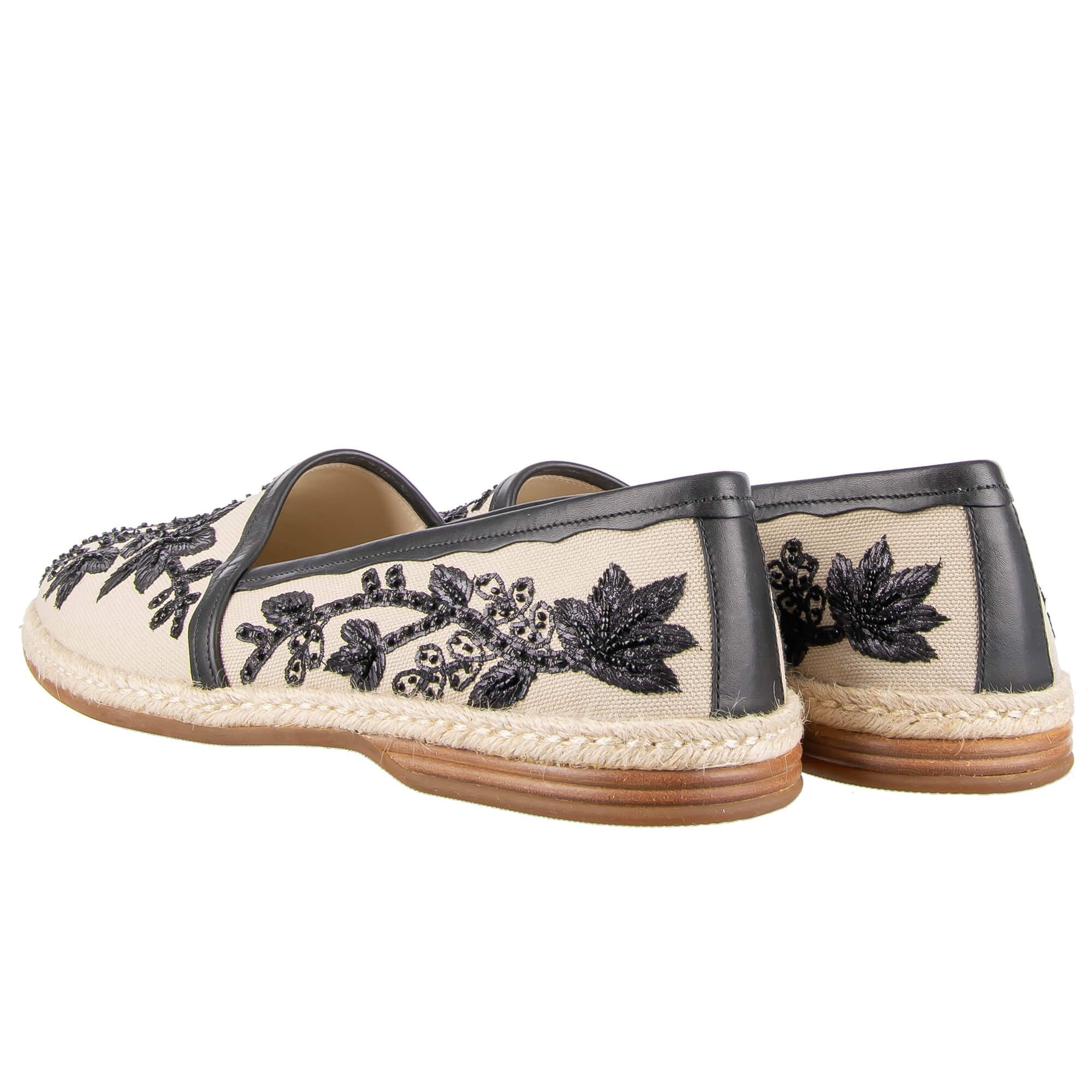 Dolce & Gabbana o1y0125 Embroidered Espadrilles in Beige/Black Size US 6 / EU 39 - 2 Thumbnail