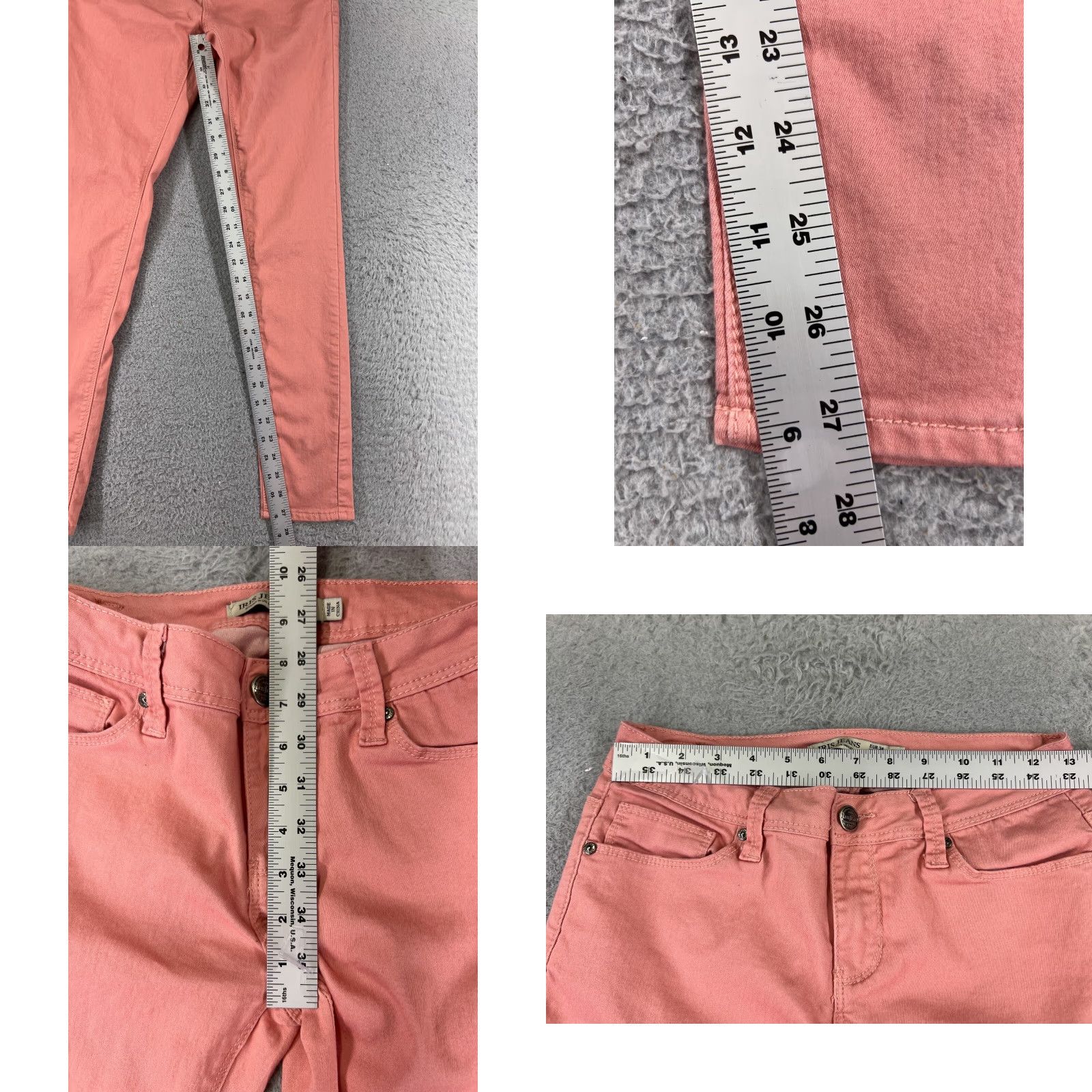 Vintage IRIS Jeans Pants Womens Pink Denim Straight 24x27 Low Rise 7 Regular Cotton Blend 5-Pocket Design Distressed Embroidered Zipper Button Men/Women Size 28" / US 6 / IT 42 - 8 Thumbnail