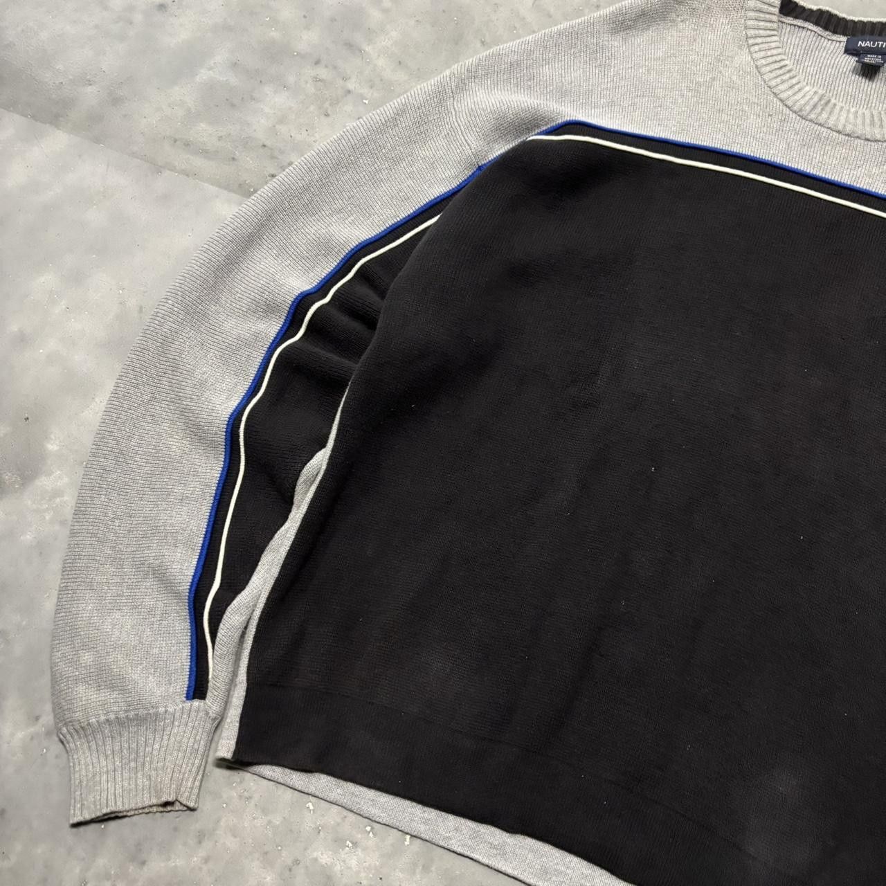 Japanese Brand × Vintage Crazy Vintage Y2K/2000s Grunge Grey Black Striped Skater Sweater! Size US XXL / EU 58 / 5 - 2 Thumbnail