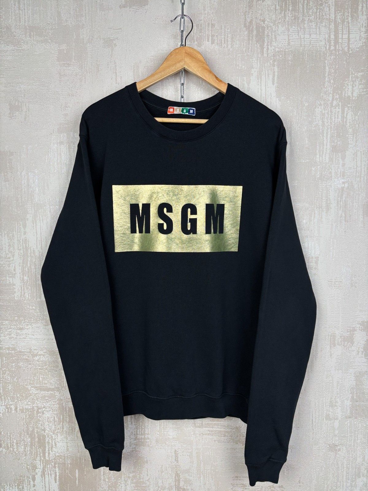 MSGM MSGM Block Gold Logo Crew Sweatshirt Size Fits Like M-L Size US L / EU 52-54 / 3 - 8 Thumbnail