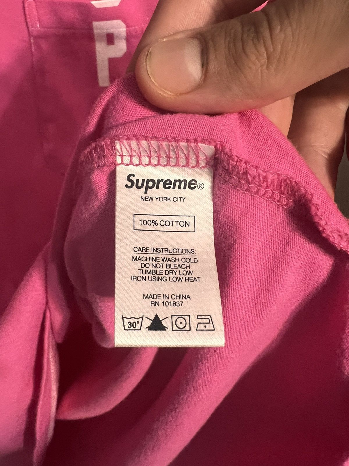 Supreme Supreme Ss20 Contrast Stitch Pocket Tee Pink Size L Size US L / EU 52-54 / 3 - 4 Thumbnail