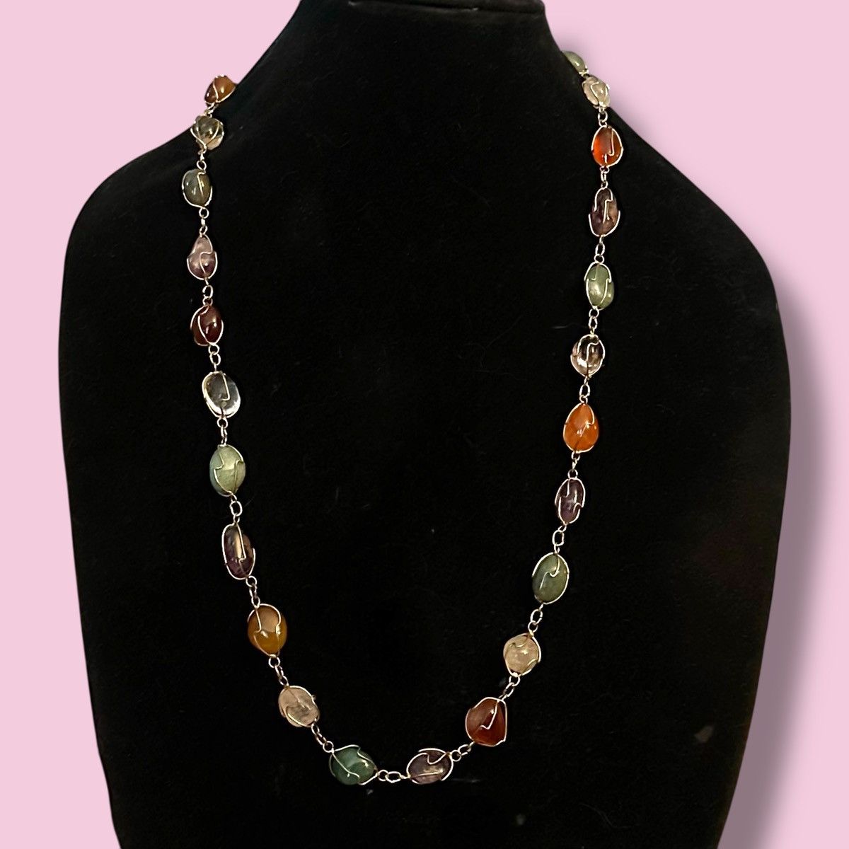 Vintage Vintage caged polished semiprecious stones necklace Size ONE SIZE - 1 Thumbnail