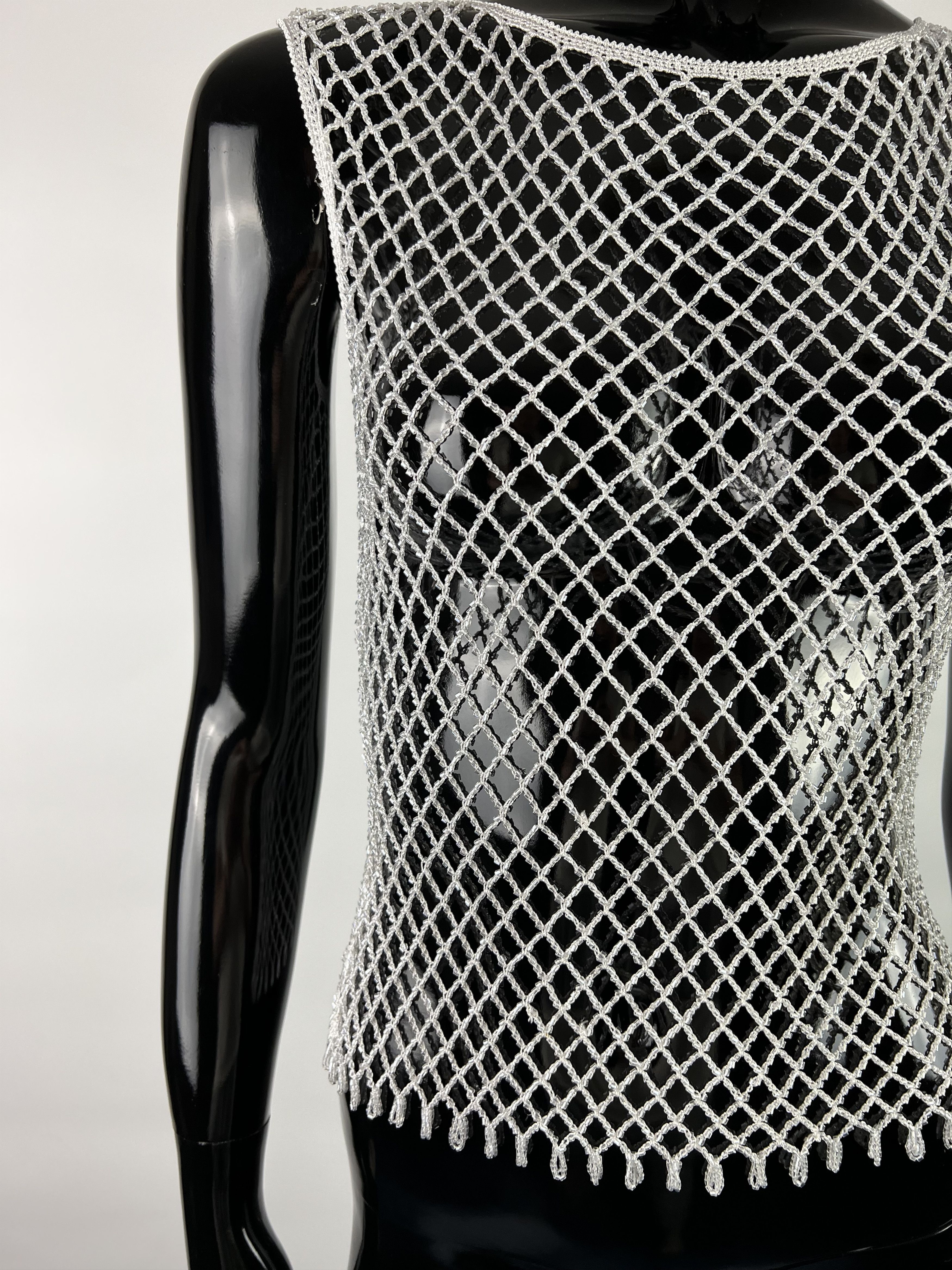 Other Nicowa Mesh Fishnet Croshet Beaded Baby Tee Tank Top Size36 Size S / US 4 / IT 40 - 3 Thumbnail