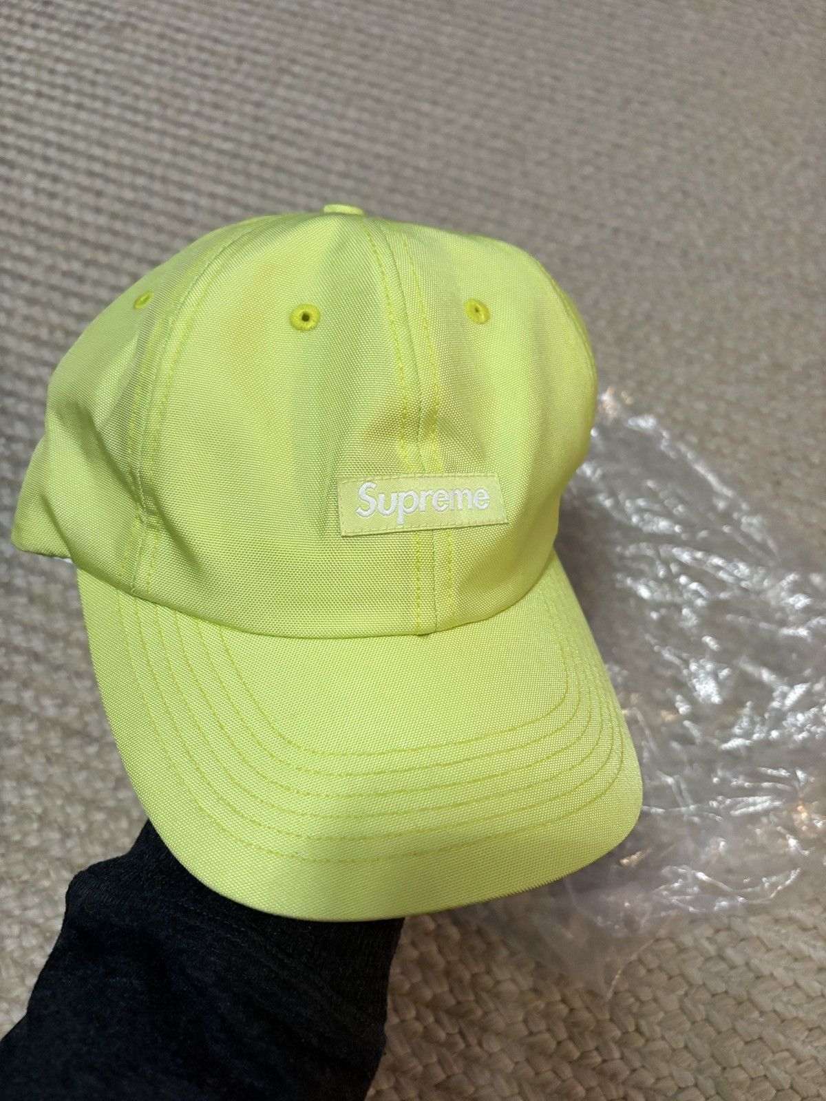 Supreme Cordura Small Box Logo 6 Panel Hat Lime
