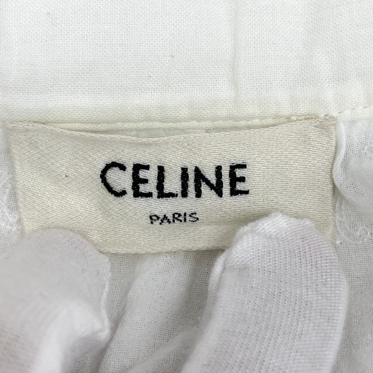 Celine Celine White Triomphe All-over Embroidered Shirt K26WX Size XXS / US 00 / IT 34 - 5 Thumbnail