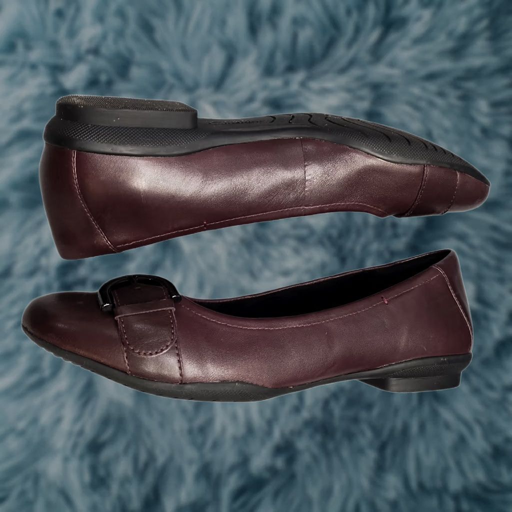 Clarks Clarks Ballet Flats Womens Size 8.5M Burgundy Neenah Lark Unstructured Flat Shoes Shoes Dress, Casual, Travel Size US 6 / IT 36 - 1 Thumbnail
