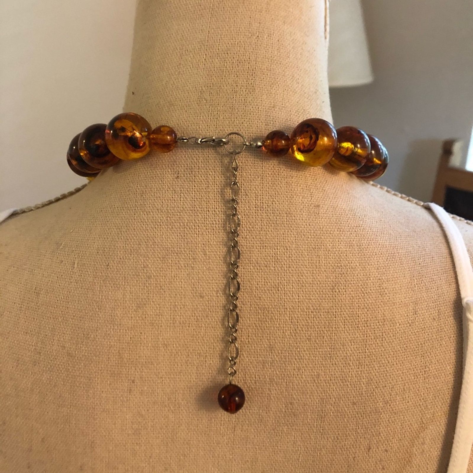 Jewelry Chunky faux amber marble bead statement necklace Size ONE SIZE - 7 Thumbnail