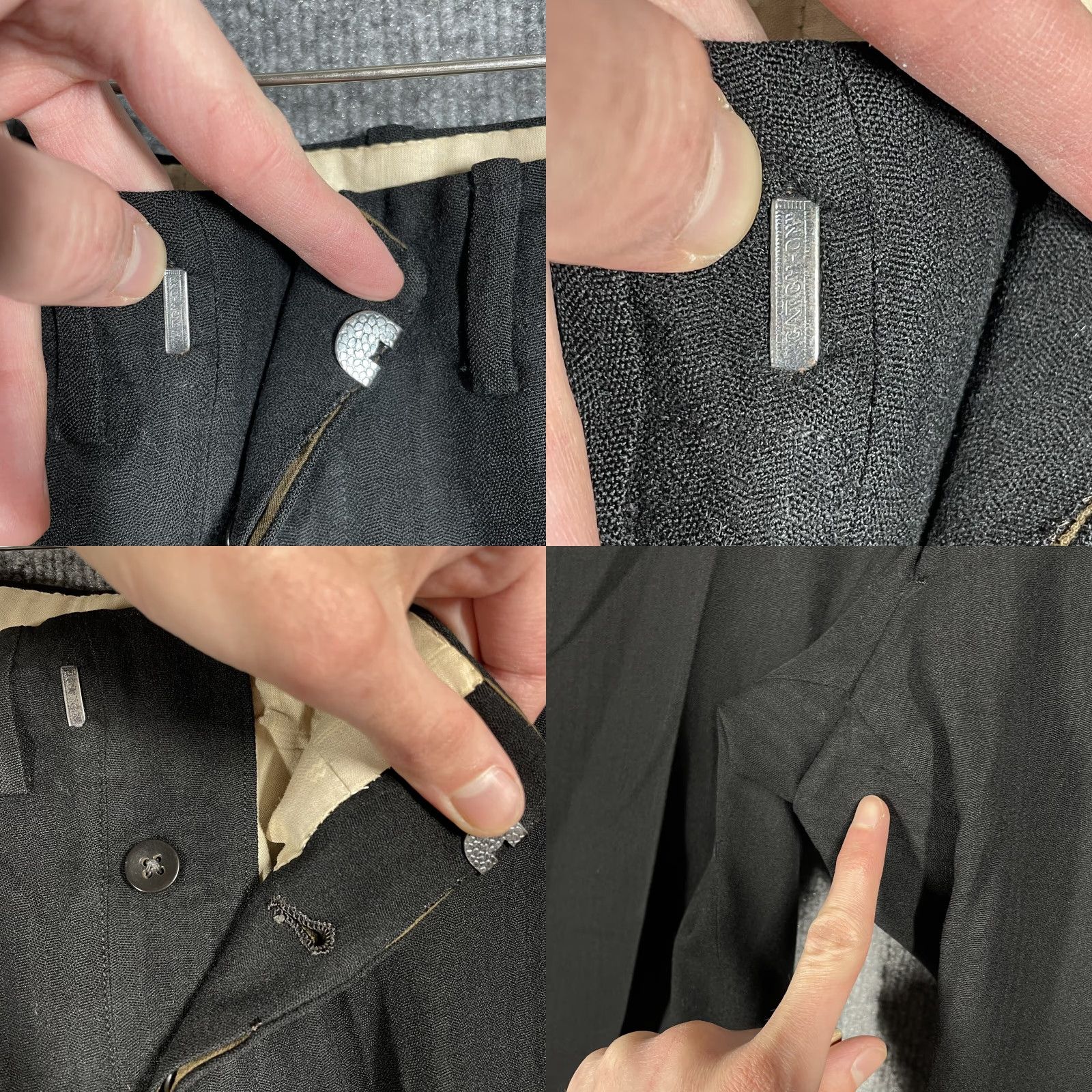 Vintage Bespoke 1920s Black Wool Tuxedo Trousers Sz 31x31 Vtg Peg/Tapered Button Fly Edwardian Look Art Deco Straight Leg Men’s Size US 31 - 8 Thumbnail