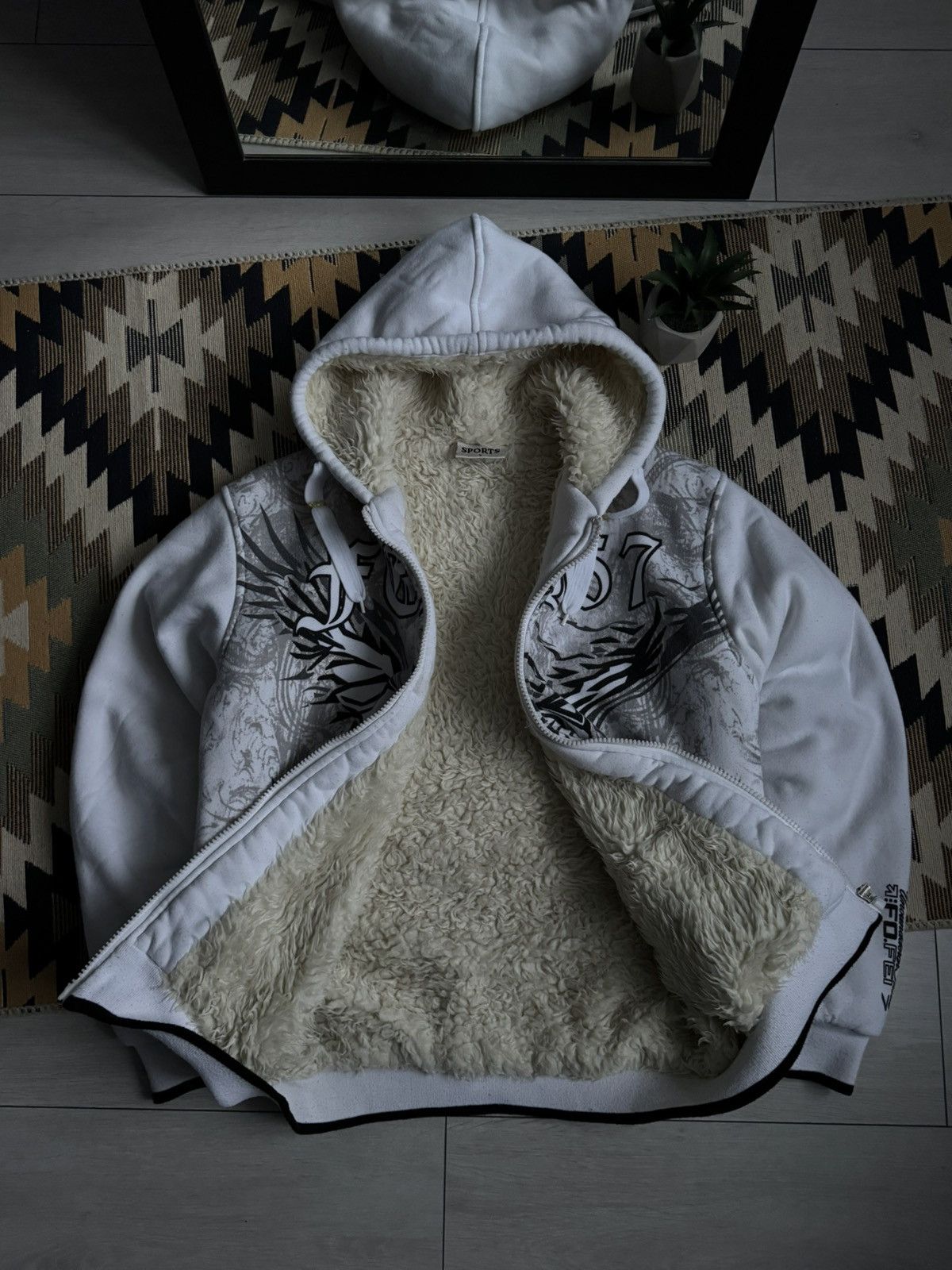 Vintage Vintage Y2K Affliction Style Eagle Logo Fur Zip-Hoodie Size US L / EU 52-54 / 3 - 2 Thumbnail