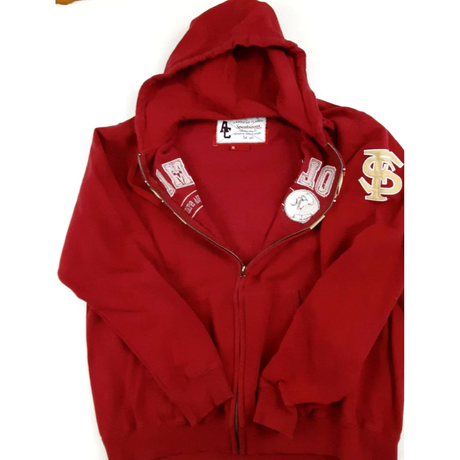 Vintage VINTAGE Florida State Seminoles Full Zip Hooded Sweatshirt XL burgundy Mens 27in long 24in pit to pit EUC Size US XL / EU 56 / 4 - 4 Thumbnail