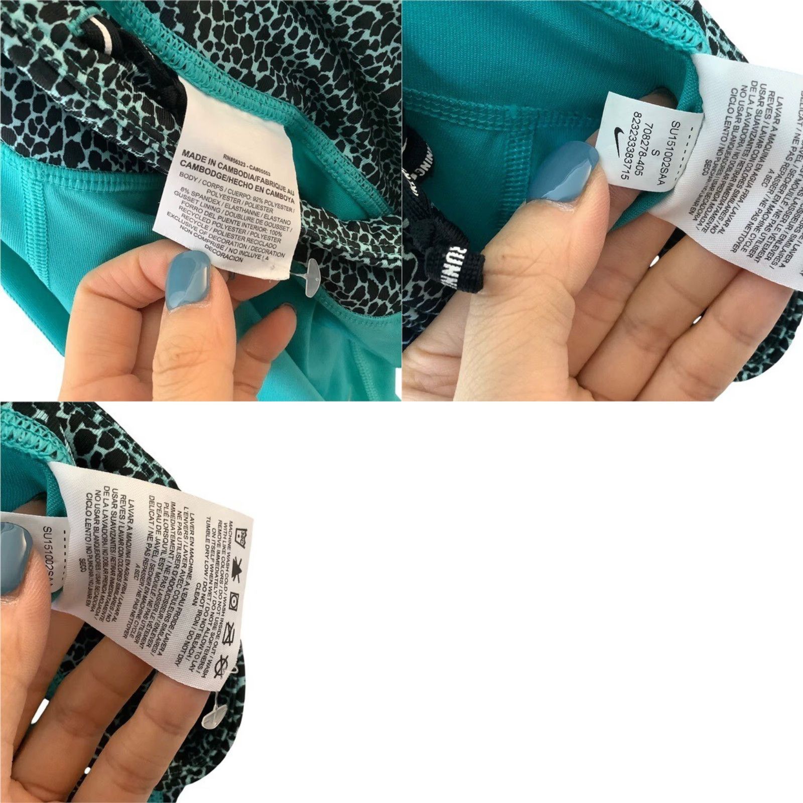 Nike Nike Cropped Capri Leggings Womens S Active Teal Blue Running Yoga Zip Pocket Leopard Size 28" / US 6 / IT 42 - 8 Thumbnail