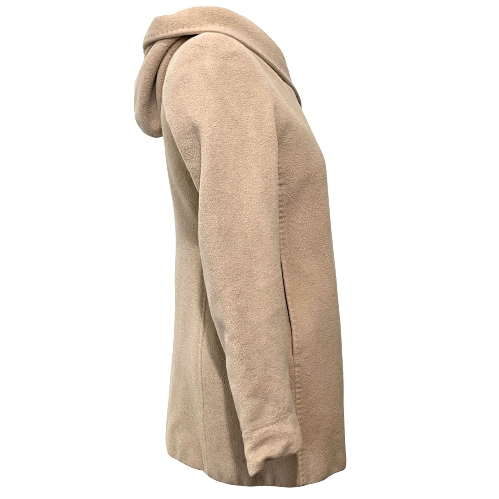 Calvin Klein Calvin Klein Womens Wool Angora Beige Hooded Shawl Collar Top Coat Overcoat Sz 4 Size S / US 4 / IT 40 - 7 Thumbnail