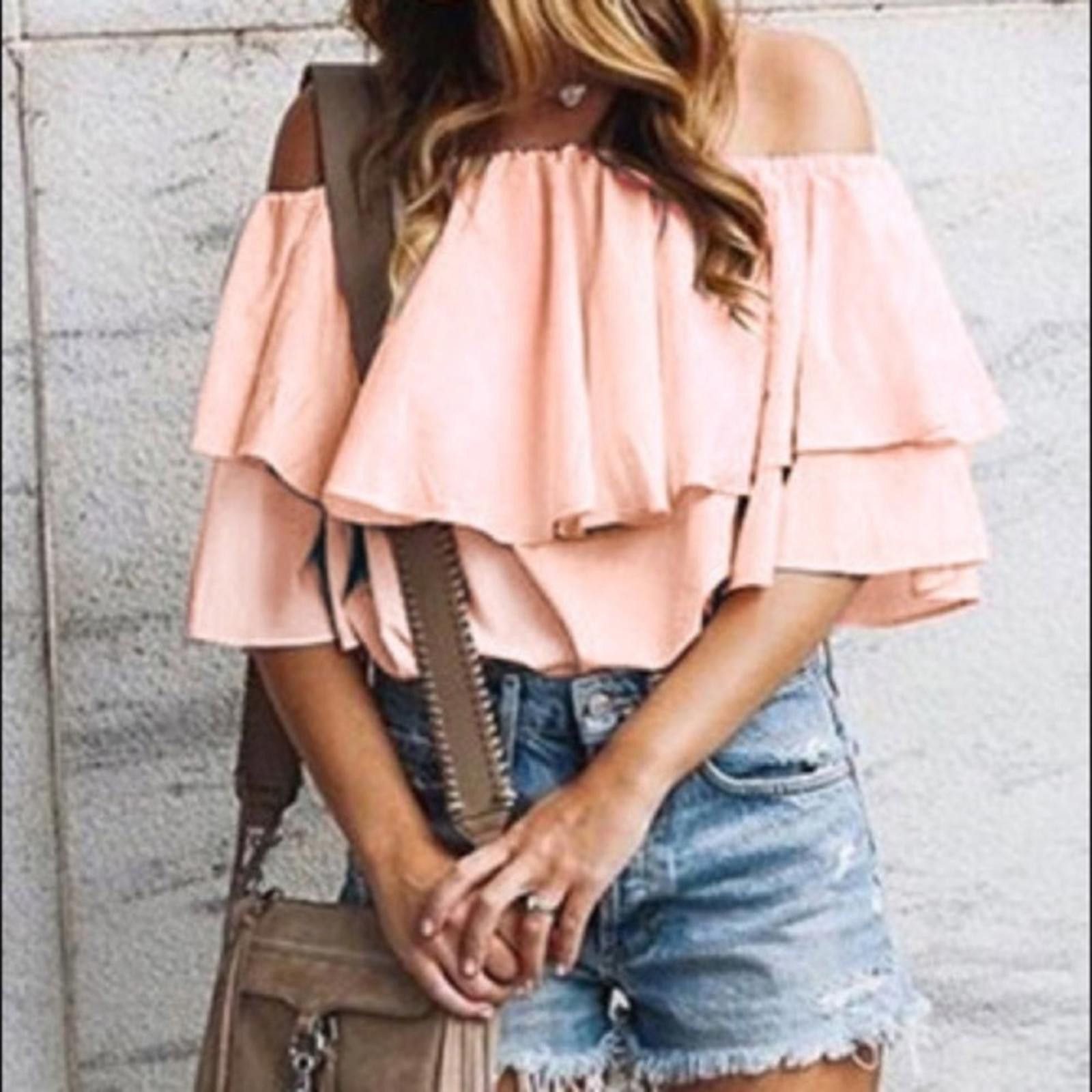 Designer Chiffon Top With Ruffle Sleeves NWT Size M / US 6-8 / IT 42-44 - 1 Thumbnail