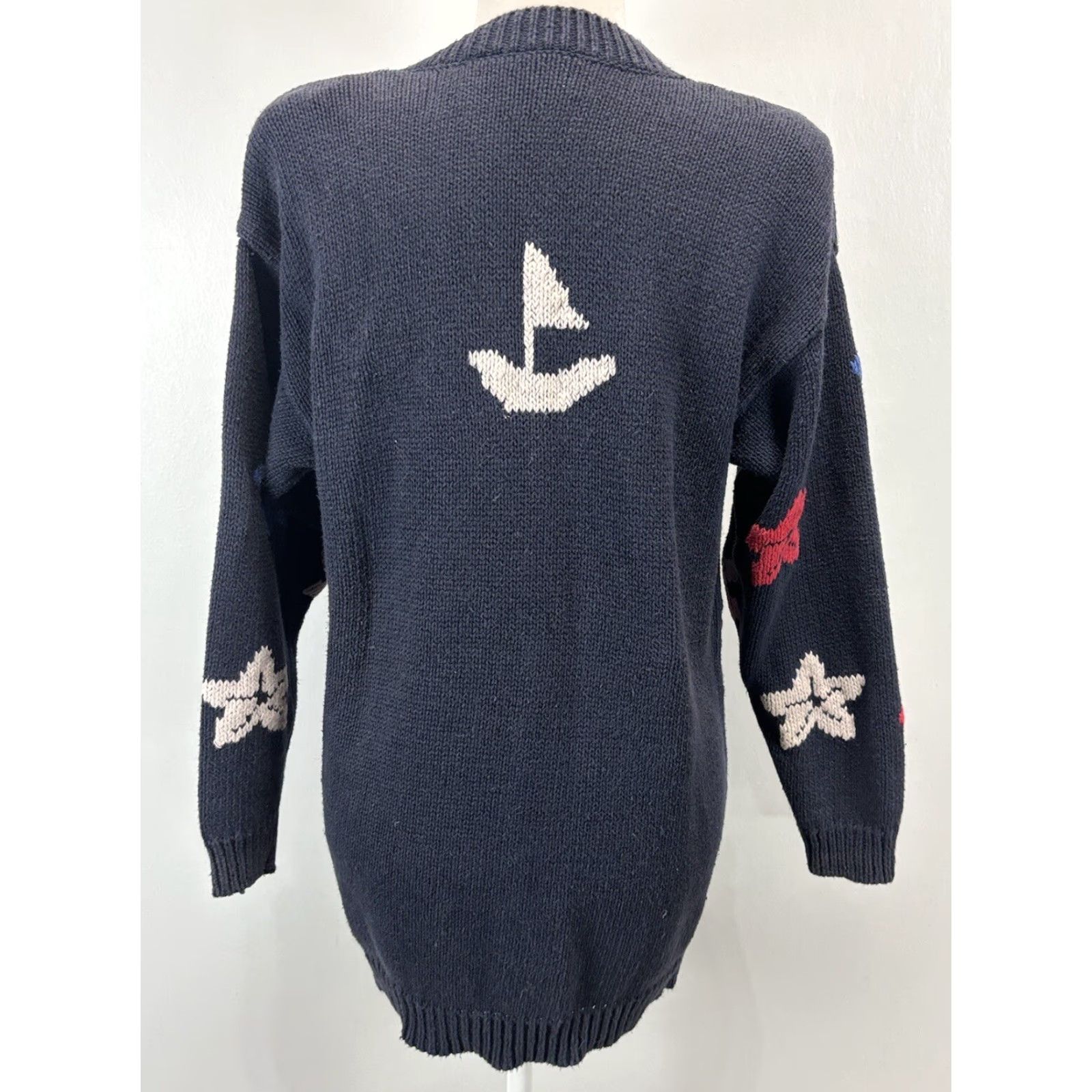 Nautica VINTAGE Best American Cardigan Sweater Women’s Small Navy Nautical Knit Long Sleeve V-Neck Size S / US 4 / IT 40 - 3 Thumbnail