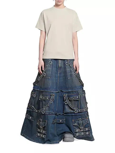 Balenciaga o1w1db11224 Back Hem T- Shirt Small Fit in Beige Size XS / US 0-2 / IT 36-38 - 3 Thumbnail
