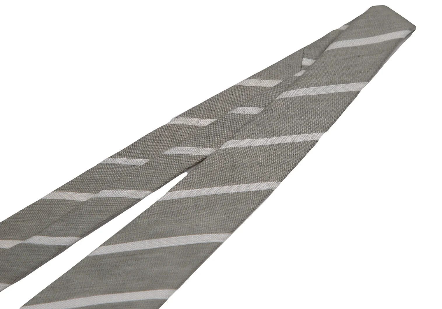 Emporio Armani Linen Silk Bold Striped Tie in Light Gray Size US XXS / EU 40 - 3 Thumbnail