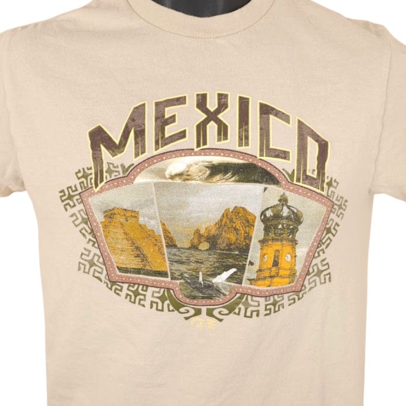 Gildan Mexico T Shirt Mens Size Small Beige Travel Destination Souvenir Tee Size US S / EU 44-46 / 1 - 2 Thumbnail