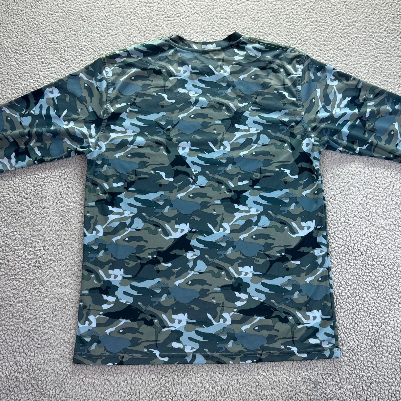 Vintage AFTCO Shirt Mens Large Green Stretch Camo Print Performance Long Sleeve Tee Size US L / EU 52-54 / 3 - 2 Thumbnail