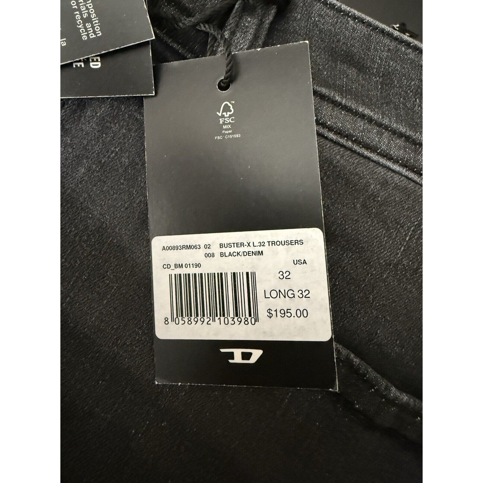 Diesel Diesel Mens Jeans Buster Slim Tapered RM063 Black Size 32/32 Size US 32 / EU 48 - 8 Thumbnail