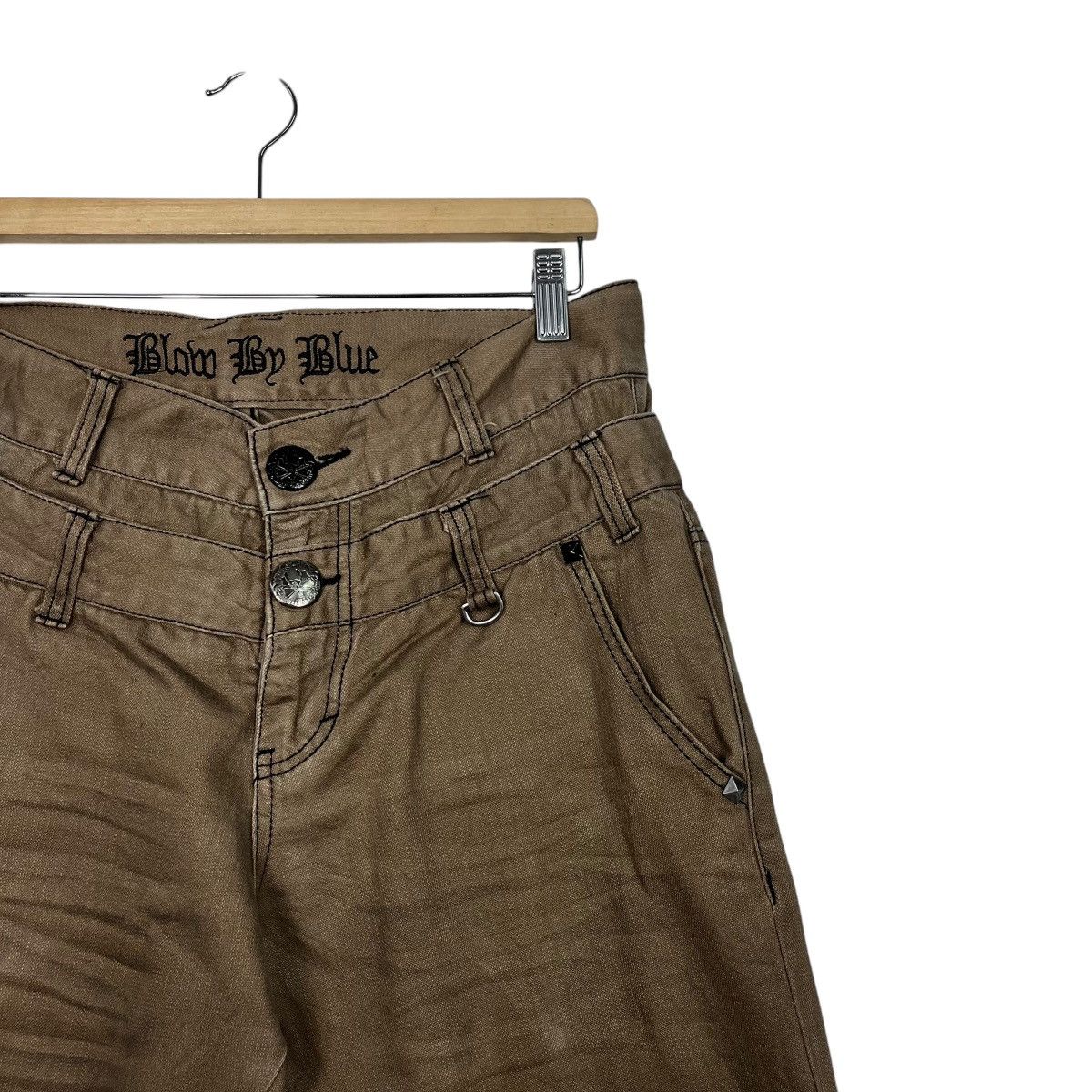 Japanese Brand Vintage Blobo By Blue Double Waist Flare Pants Size 33" - 4 Thumbnail