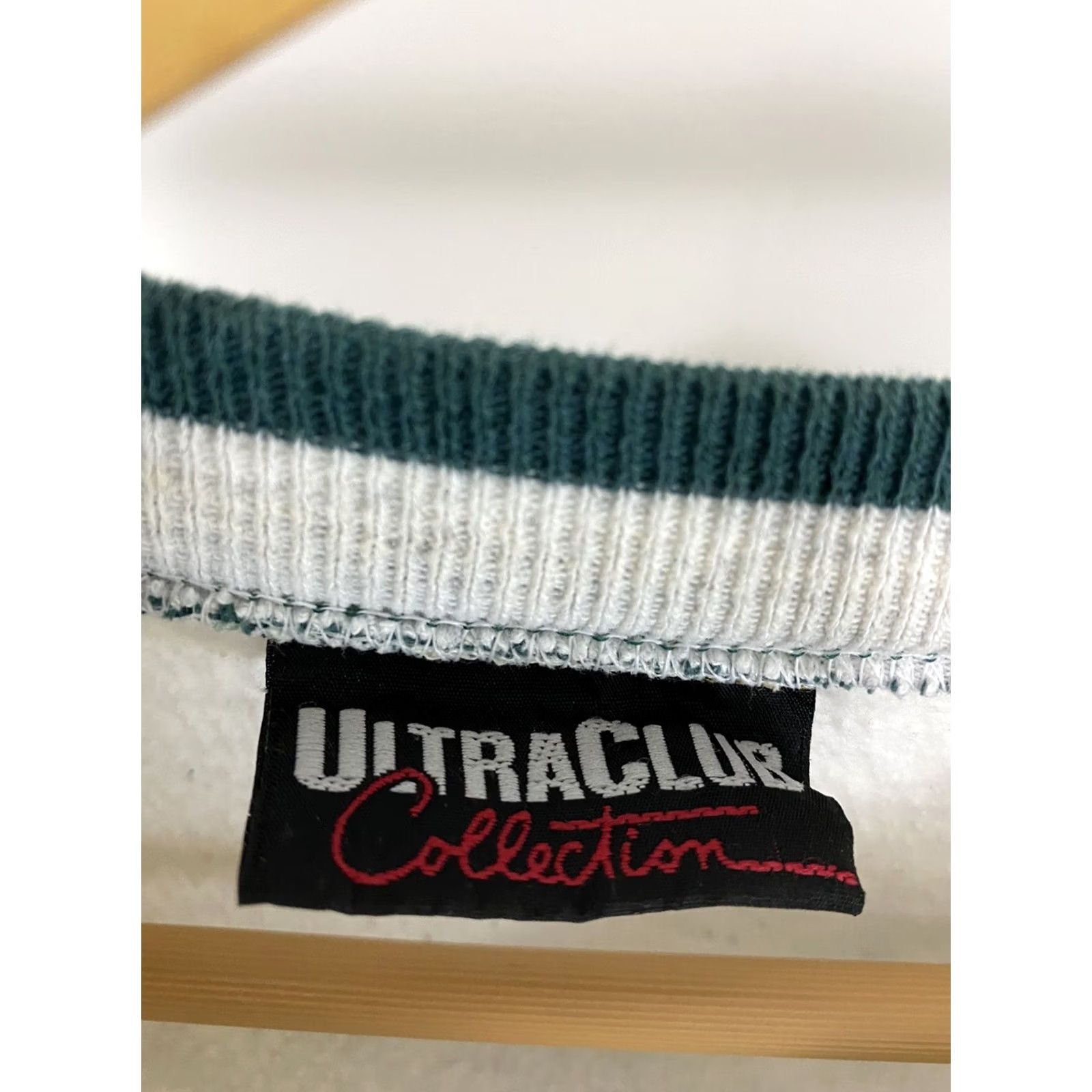 Vintage RARE VTG Kodiak Racing Nascar Striped Trim Ringer Sweatshirt Size L | Ultraclub Hoodie Pullover Mens Heather Gray Green Striped Racing Size US L / EU 52-54 / 3 - 4 Thumbnail