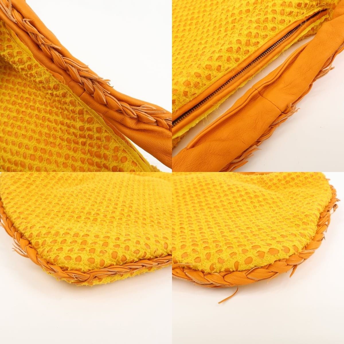Bottega Veneta Bottega Veneta Hobo Cotton Shoulder Bag Yellow Size ONE SIZE - 4 Thumbnail