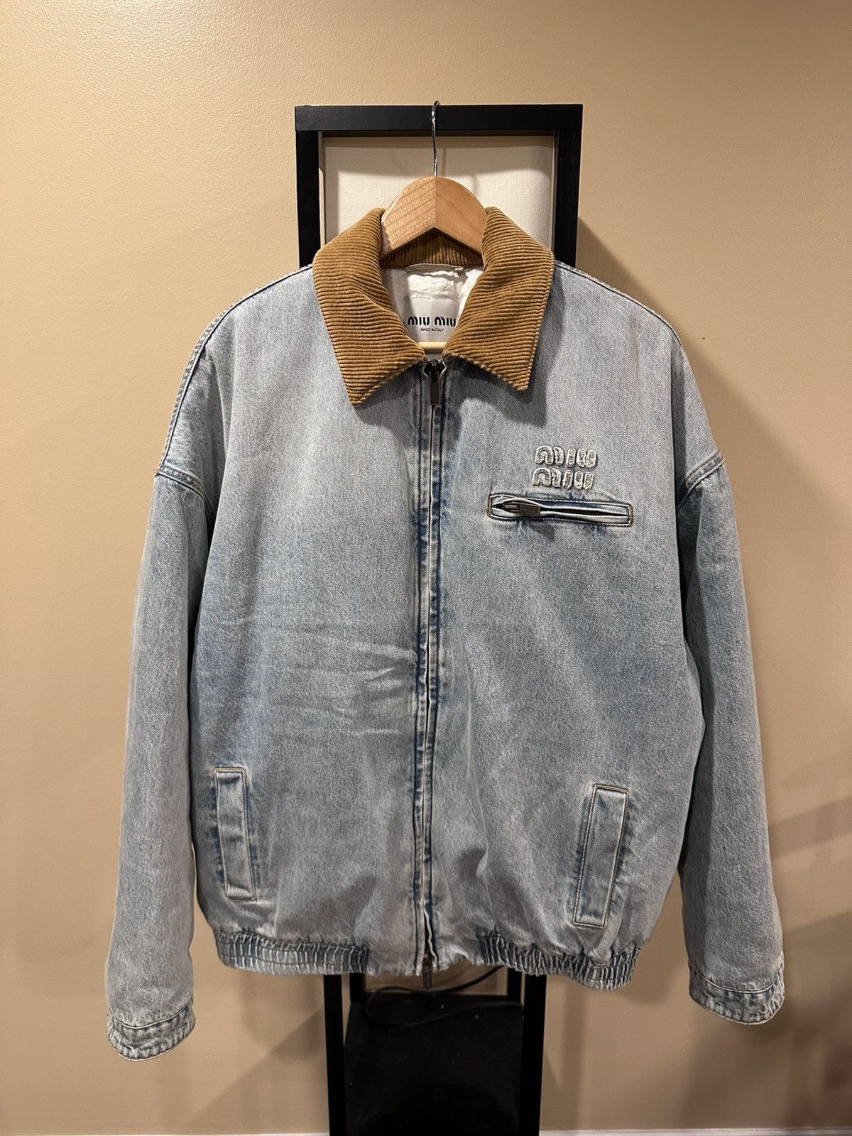 Miu Miu Miu Miu FW24 Corduroy Collar Light Wash Denim Jacket Size US XL / EU 56 / 4 - 3 Thumbnail