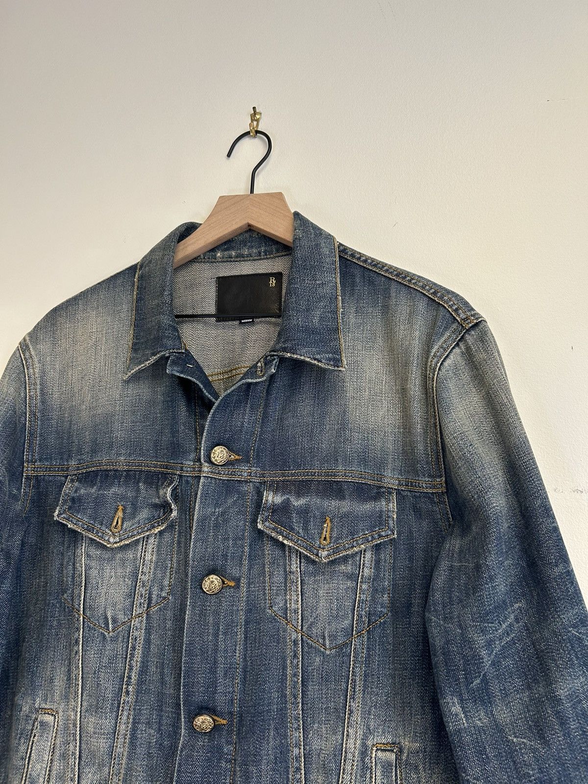 R13 Faded treated Denim jacket Size US M / EU 48-50 / 2 - 3 Thumbnail